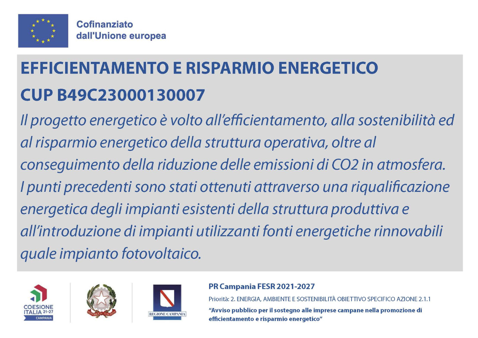 Progetto cofinanziato dall'Unione Europea